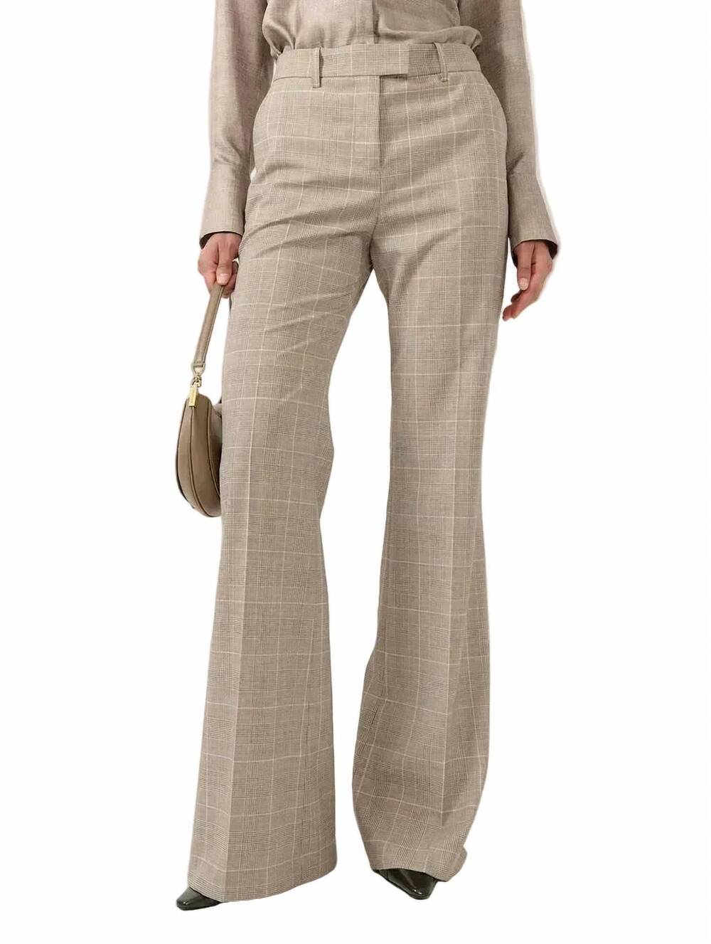 NEW BARBARA BUI prince of wales check flare trouser in sand